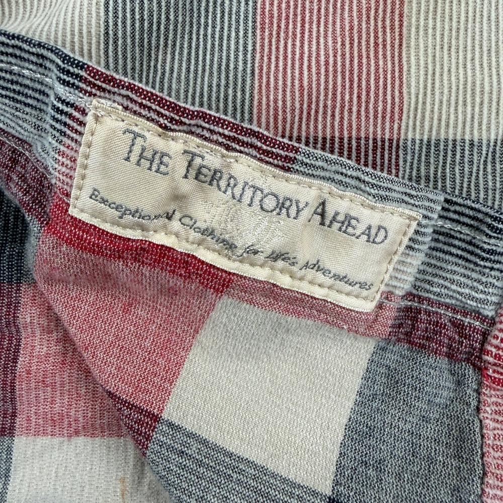 The Territory Ahead Shirt Mens LT Red‎ Gray Plaid Button Down Long Sleeve - Picture 5 of 9